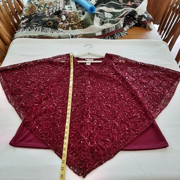 Women's Brittany Black, Maroon Lace Blouse, Size 2X - Picture 3 of 5